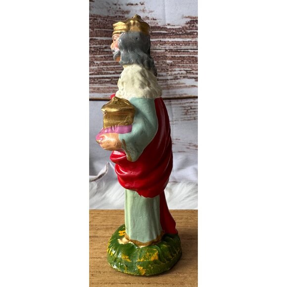1960s Italian Hand Painted Paper Mache Wise Man Nativity Figurine - Picture 5 of 7